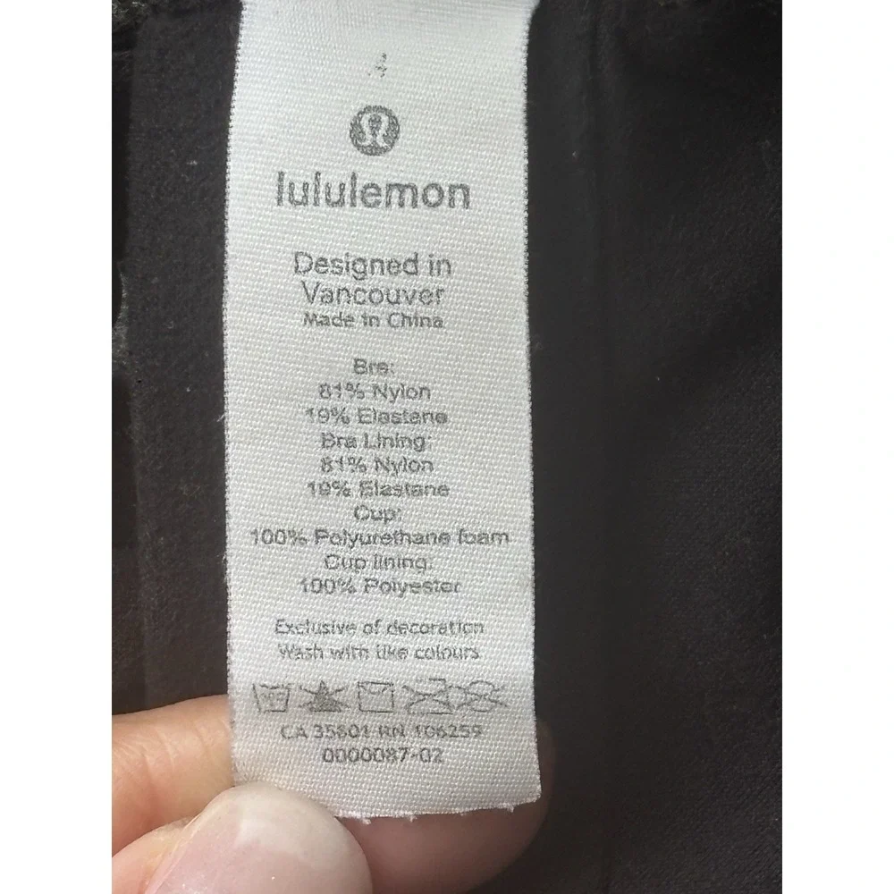Lululemon Light Strides Bra Black Ultralu Bonded Size 4